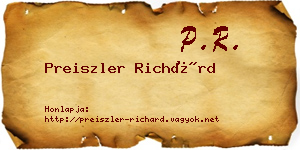 Preiszler Richárd névjegykártya